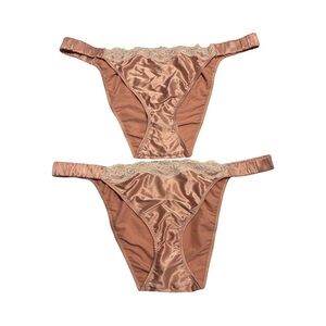 Adore Me Satin Panties with Lace - Pink